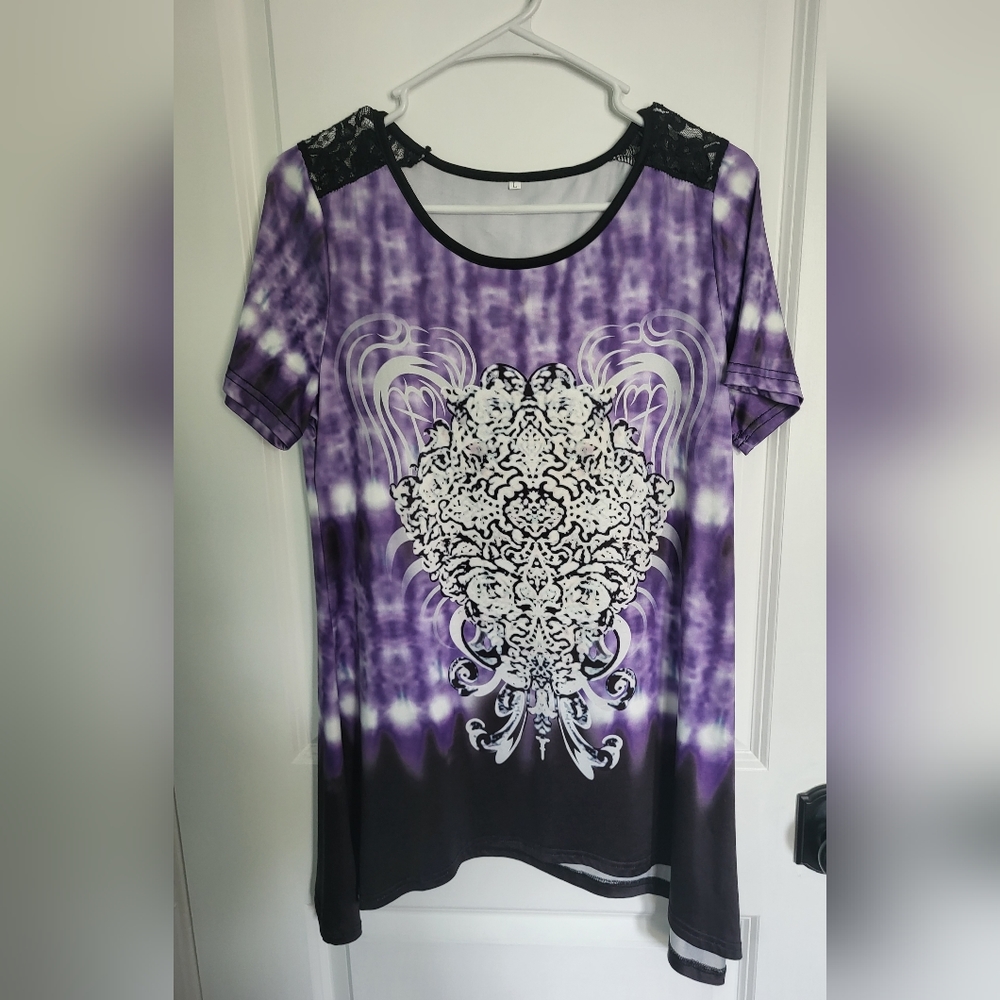 Boho tye dye purle tunic, size L - never worn